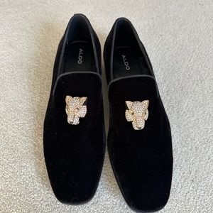 Aldo Black Velvet Slip on Dressy Loafers